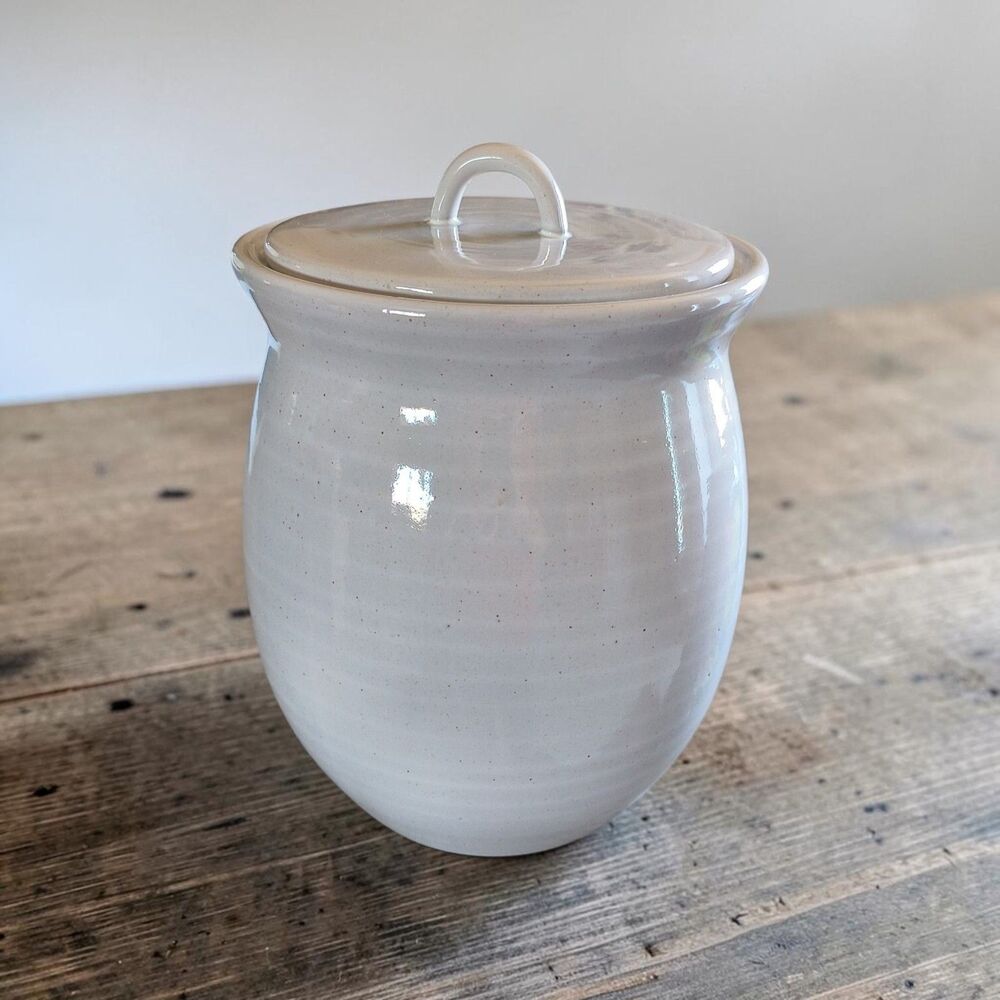 Hearth & Hand with Magnolia White Speckled Stoneware Canister Cookie Jar w/ Lid